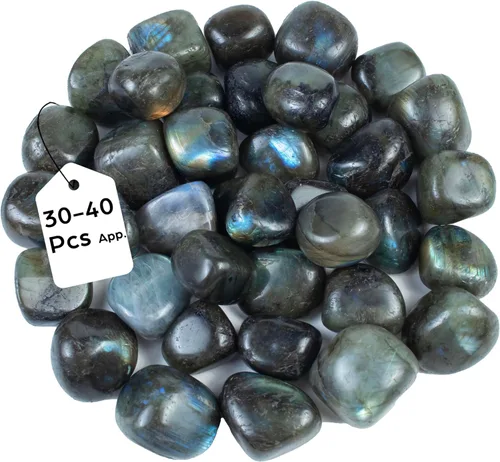 Miniatura 22 de Crocon Piedra lunar arcoíris de 1 libra, piedras y cristales a granel de más de 2000 quilates, kit de cristal natural para curación de Reiki pulido