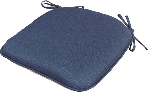Miniatura 2 de Cojín para silla antideslizante para exteriores, cojines de asiento para silla de comedor en forma de U con lazos, 14 x 14 pulgadas, juego de 2 Azul