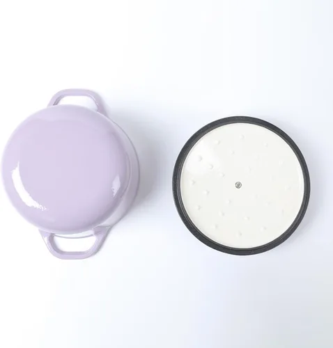 Miniatura 4 de HAWOK Horno holandés de hierro fundido esmaltado de 3 cuartos de galón, diámetro 7.87 pulgadas con tapa, morado