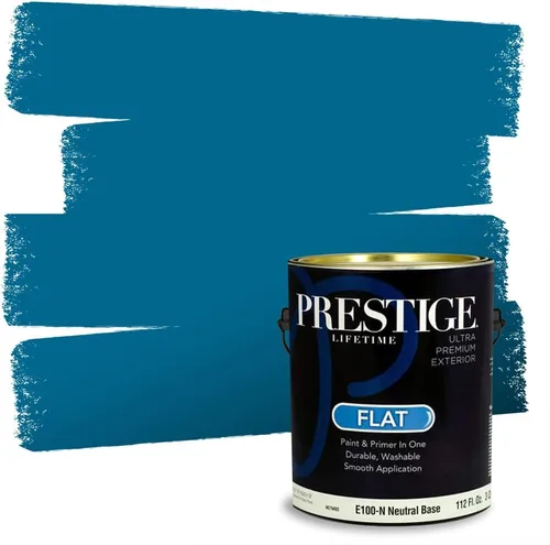 Miniatura 61 de Prestige Paints. - Base y pintura para exteriores en un solo galón, 1 galón. plano, comparable con Sherwin Williams Topsail. SW159-azul hechizante.