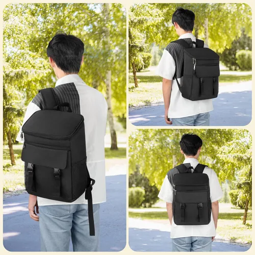 Miniatura 7 de Mochila enfriadora, 30 latas, mochila de almuerzo aislada para hombres y mujeres, bolsa térmica portátil a prueba de fugas para el trabajo, oficina