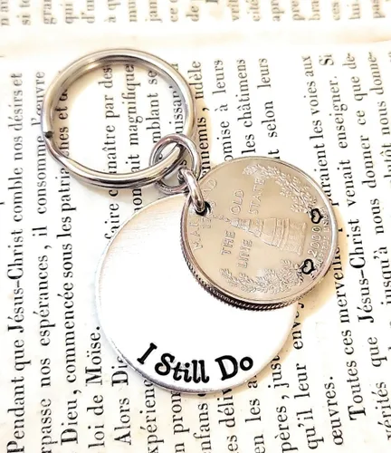 Miniatura 3 de Tucker's Trinkets And Treasures 25th Anniversary Year Quarter, I Still Do Key Chain, 25th Wedding Anniversary