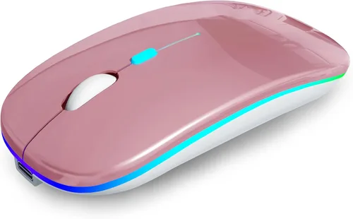 Miniatura 20 de AIKOKOK Ratón Inalámbrico Bluetooth Recargable para Laptop con LED Portátil (BT5.2 y USB 2.4G) Conexión de Modo Dual Ratón Silencioso Delgado