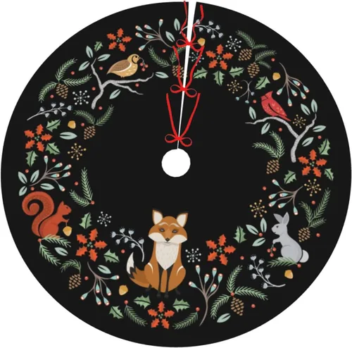Miniatura 25 de A Brood of Chickens - Falda de árbol de Navidad de 30 pulgadas con borde de cuadros búfalo rojos y negros, decoración para Feliz Navidad, casa