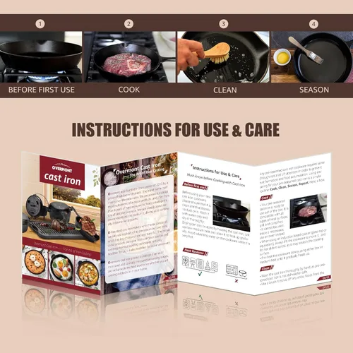 Miniatura 5 de Overmont Olla holandesa 2 en 1 de hierro fundido pre-curada con tapa de sartén para inducción, eléctrico, parrilla, cocina, barbacoa, campamento