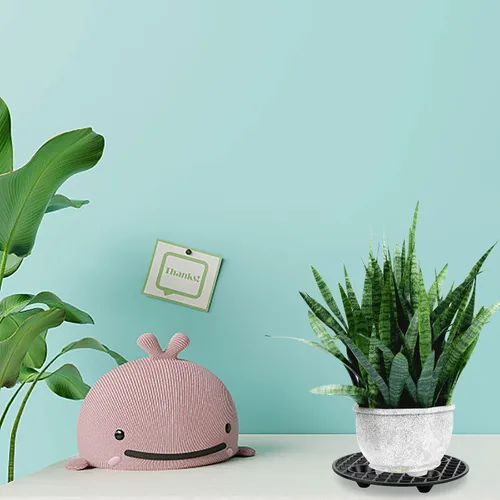 Miniatura 5 de 4 elevadores de macetas, soporte resistente, soporte redondo negro para plantas, elevadores de plástico de 8 pulgadas para interiores y exteriores