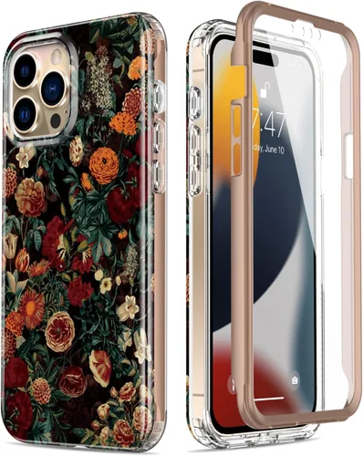 Miniatura 21 de Esdot Funda para iPhone 15 Pro con protector de pantalla integrado, funda duradera con diseños de moda para mujeres y niñas, elegante funda Piedra