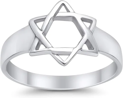 Miniatura 4 de Blue Apple Co. Anillo de estrella judía de plata de ley 925 con estrella de David Judaism