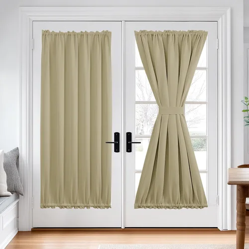 Miniatura 92 de Cortina térmica para puerta con bolsillo para barra, opacas, tratamiento de ventanas con ojales y ojales Deconovo 1 panel