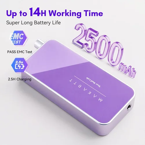 Miniatura 4 de Makartt Lima Profesional de Uñas - Lima de uñas eléctrica de 35000RPM con motor sin núcleo de 60W, lima E recargable de escritorio y portátil 2 en 1