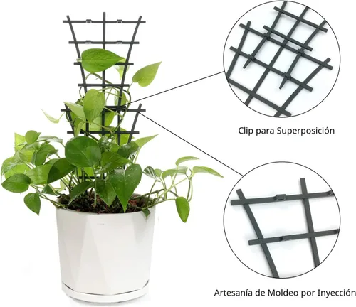 Miniatura 6 de Feitore Enrejado para plantas de interior, 6 piezas de enrejado apilable para plantas trepadoras de interiores, enrejado de escalada para plantas
