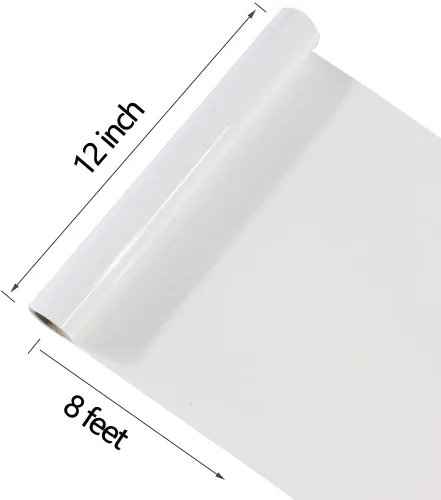 Miniatura 2 de TUMIYA Rollos de vinilo termotransferible blanco HTV, 12" x 8 pies de vinilo blanco para planchar en camiseta, vinilo adhesivo brillante HTV