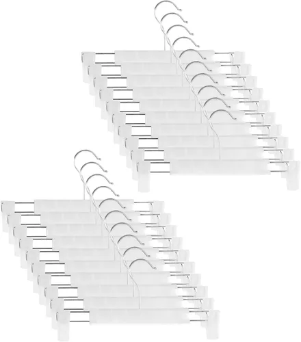 Miniatura 13 de Paquete de 30 perchas para pantalones con clips antideslizantes ajustables, gancho para colgar pantalones, faldas, jeans, perchas de ropa