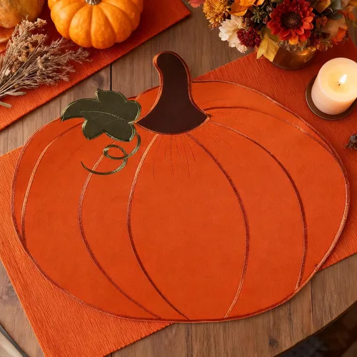 Miniatura 6 de LeLehome Juego de 4 manteles individuales de cosecha de otoño, 14 pulgadas, Día de Acción de Gracias, Halloween, otoño, calabaza, bordados, manteles