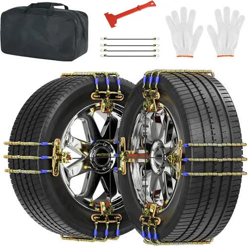 MOPHOTO Paquete de 8 cadenas de nieve para cables, cadenas de neumáticos para automóviles/SUVs/camionetas, cadenas de seguridad, para neumáticos de