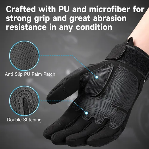 Miniatura 5 de Cierto Guantes de motocicleta para hombres y mujeres: guantes tácticos para pantalla táctil con dedo completo, nudillos duros transpirables y muñeca
