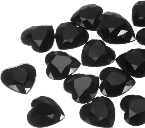 Miniatura 21 de MECCANIXITY 20 piezas de diamantes de imitación acrílicos de corazón de 0.787 pulgadas (0.787 in) con parte trasera plana, gemas de plástico