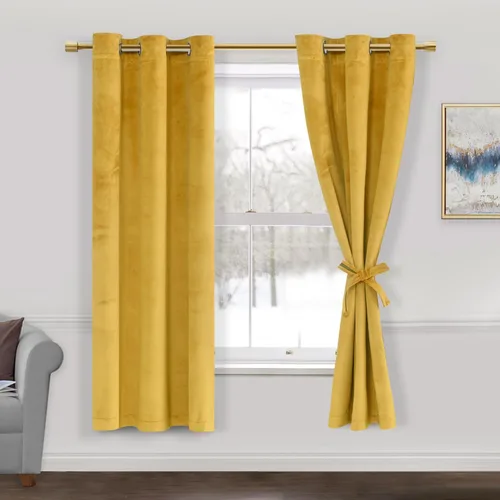 Miniatura 116 de JIUZHEN - Cortinas de terciopelo gris de 63 pulgadas opacas para sala de estar - Cortinas gruesas de terciopelo con ojales para ventana