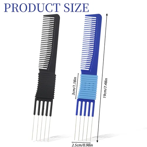 Miniatura 7 de 2 peines con puntas, peine de elevación para cabellos finos, peines de retropeinado de cabello, recogida de pelo, púas de metal, peinetas