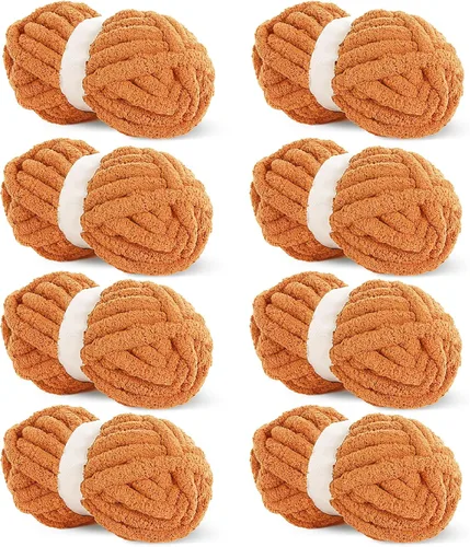 Miniatura 11 de HOMBYS Hilo de Chenille Grueso Carbón para Crochet, Hilo Grueso Espeso y Esponjoso para Tejer, Hilo Súper Grueso para Tejer Mantas a Mano, Hilo