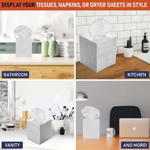 Miniatura 4 de Soporte acrílico para caja de pañuelos, dispensador transparente para pañuelos faciales, servilletas y hojas de secadora. Perfecto para baños