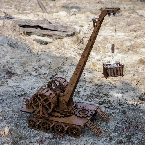 Miniatura 3 de YAQUMW Grúas de madera retro medievales europeas para hacer manualidades y construir juegos de mesa desafiantes kits de modelo de juguete, escala
