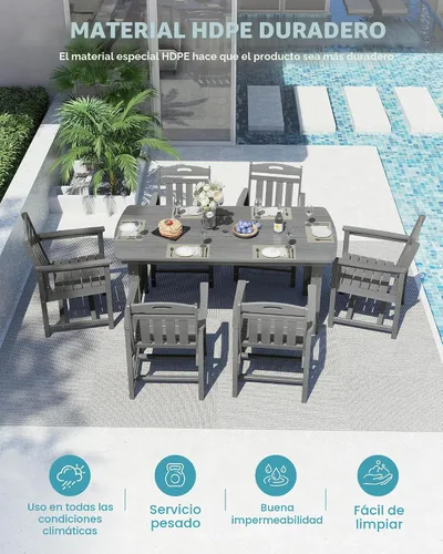 Miniatura 3 de Ciokea Silla de comedor para patio al aire libre, sillas de porche de gran tamaño de HDPE con asiento ancho, muebles de exterior duraderos para todo