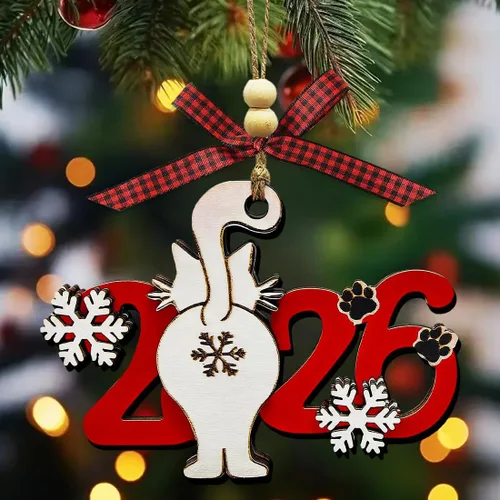 Miniatura 2 de Adornos de Navidad para gatos 2025, adorno divertido para árbol de Navidad, adornos únicos y lindos de madera para decoración - Regalos para amantes