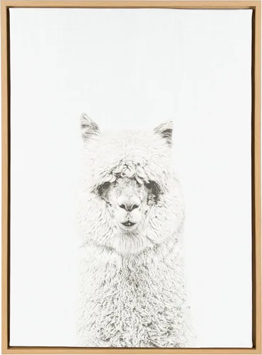Miniatura 10 de Kate and Laurel Sylvie Hairy Alpaca - Lienzo enmarcado con retrato en blanco y negro por Simon Te Tai, 23 x 33 pulgadas, dorado