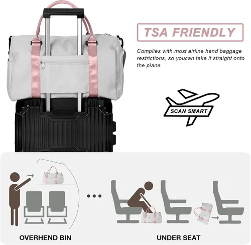 Miniatura 6 de Bolsas de lona deportivas para mujer, A-gret con mango rosa
