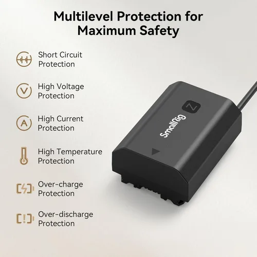 Miniatura 6 de SmallRig D-TAP - Batería ficticia para Sony NP-FZ100, adaptador de corriente de cámara para Sony FX3, FX30, A7 III, A7 IV, A7S III, A7R III, A7R IV