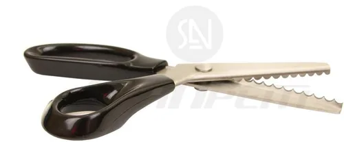 Tijeras de tela para pintar, tijeras negras profesionales con mango de acero inoxidable festoneado dentado para cuero, sastrería, manualidades de