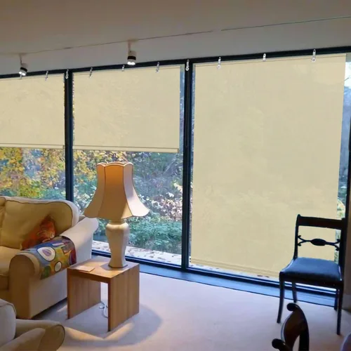 Miniatura 6 de TANG - Persiana enrollable exterior de 6 pies de ancho x 6 pies de alto, persianas enrollables para exteriores, cortinas solares para terraza, Beige