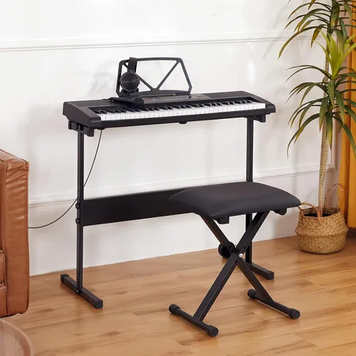 Miniatura 6 de MUSTAR Teclado de piano de 61 teclas, teclado de piano eléctrico con teclas iluminadas, teclado de aprendizaje para principiantes con soporte
