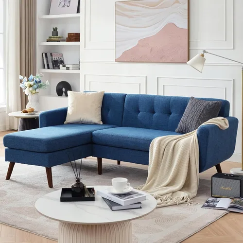 Miniatura 38 de Tbfit Sofá en Forma de L, Sofás Seccionales Modernos de Mediados de Siglo de 80" de Ancho, Sofás de 3 Plazas con Chaise Lounge Amplio, Sofá Beige