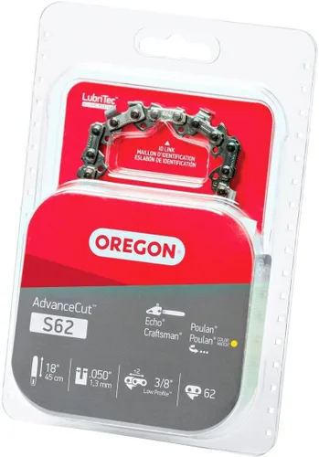 Miniatura 9 de Cadena de motosierra Oregon S62 AdvanceCut para barra de 18 pulgadas, 62 eslabones de arrastre, cadena de bajo retroceso, se adapta a Husqvarna