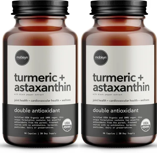 Miniatura 10 de Astaxantina orgánica 12 mg más cúrcuma 1500 mg, extracto de pimienta negra, alta absorción, ojos, corazón, piel, articulaciones, vegano, sin gluten