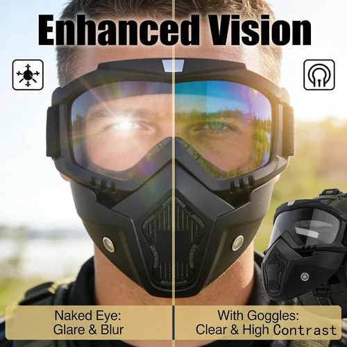 Miniatura 4 de Máscara de paintball anti niebla, máscara de Airsoft para cara completa, máscara táctica, gafas de casco de motocicleta con máscara facial extraíble