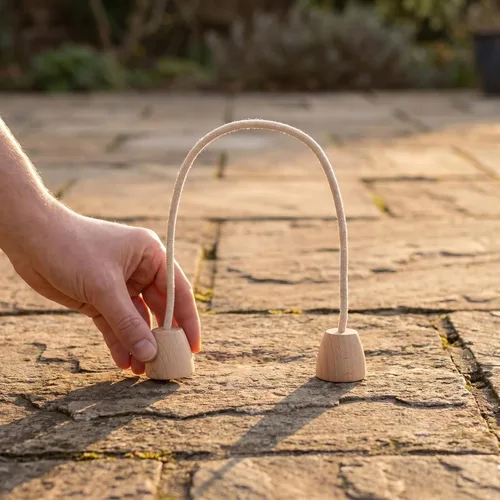 Miniatura 6 de Juego de 5 cubos de cuerda de algodón para croquet con base de madera, portátil, ligero, juego de césped familiar para actividades al aire libre