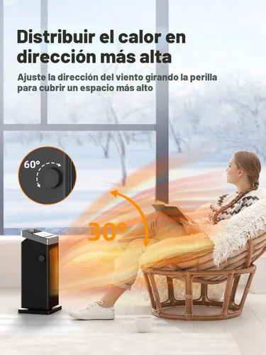 Miniatura 6 de BREEZOME Calentador de espacio, calentadores de calentamiento rápido de 1500 W para uso en interiores, calentadores eléctricos de cerámica