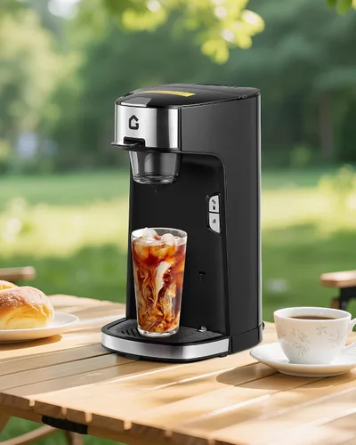 Miniatura 5 de Garvee Cafetera de una sola porción, cafetera pequeña de una sola taza con tanque de agua de 18.6 onzas para cápsula, molido y té, cafetera portátil