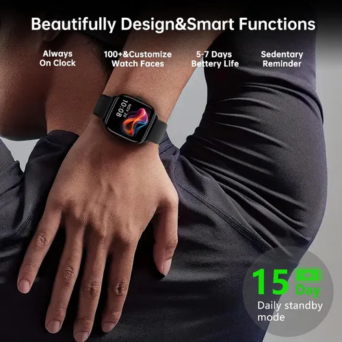 Miniatura 6 de Sunorshop Rastreador de actividad física para responder/hacer llamadas, reloj inteligente con presión arterial, oxígeno en sangre, monitor