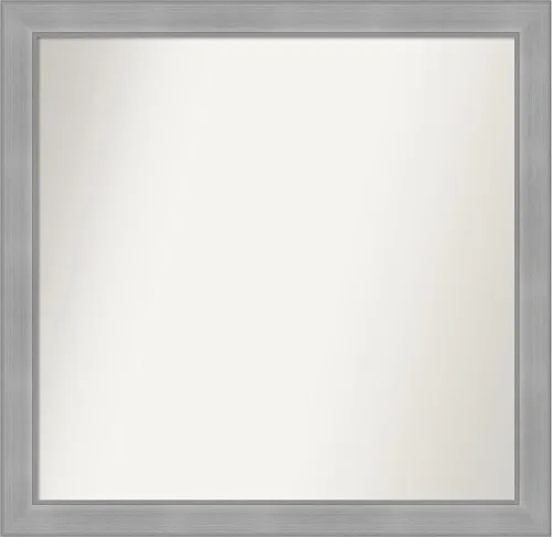 Miniatura 383 de Amanti Art Espejo de baño plateado para sobre el fregadero, 24 x 24 pulgadas, espejo cuadrado de peltre forjado a medida, marco de madera casual