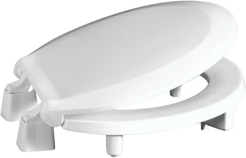 Miniatura 6 de Centoco Asiento de inodoro elevado de 3 pulgadas para personas mayores, redondo, frente abierto con tapa, comercial, plástico, fabricado