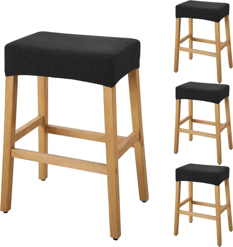 Miniatura 54 de YISUN Fundas de taburete rectangulares, paquete de 2 fundas elásticas impermeables para asiento de silla de montar, taburetes de bar, sillas de bar