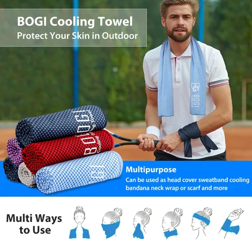 Miniatura 4 de BOGI Toallas refrescantes para cuello y cara, toalla suave y transpirable para enfriamiento instantáneo, se mantiene fresca para yoga, deportes