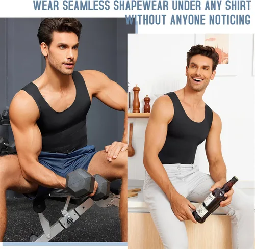 Miniatura 5 de TAILONG Camisas de compresión de ginecomastia para hombre, fajas moldeadoras para adelgazar el cuerpo, chaleco sin mangas, fajas para hombres