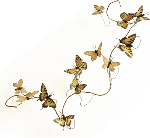 Miniatura 9 de Guirnalda de mariposa artificial, enredaderas decorativas de mariposa falsas, decoración colgante de mariposa única en 3D para pared del hogar, Azul