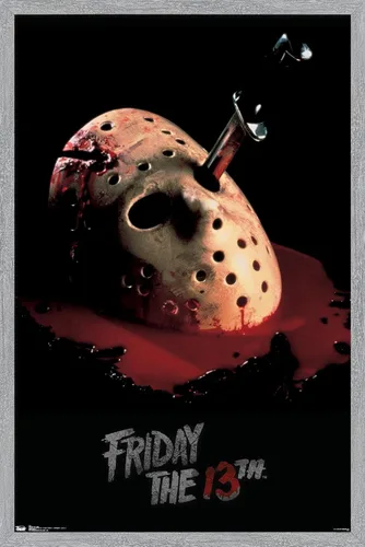 Miniatura 16 de Trends International Friday The 13th - Póster de pared de máscara sangrante, 14.725 x 22.375 pulgadas, versión enmarcada de madera de granero