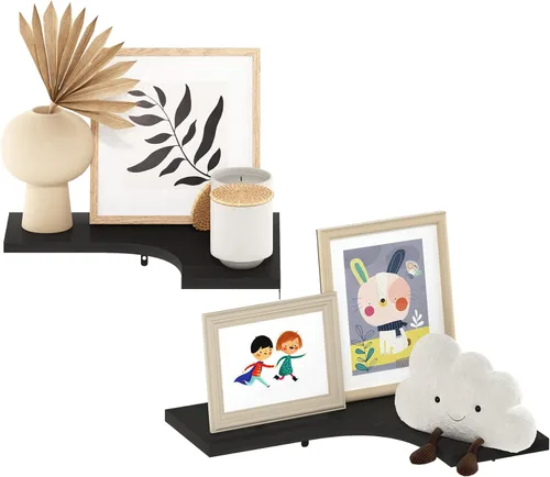 Miniatura 20 de Furinno Rossi - Estantería flotante de pared entrelazada, 4 unidades, color espresso